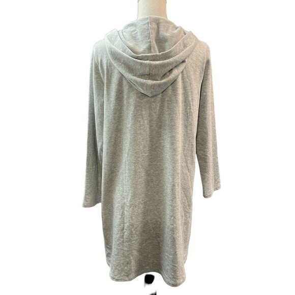Eileen Fisher  Fleece Cardigan S Gray Hooded Open Front Athleisure Minimalist - Picture 3 of 11
